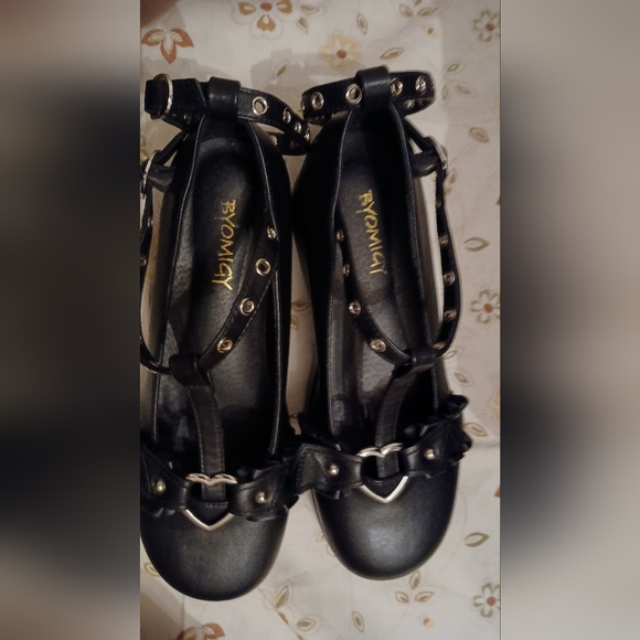 BYOMIG Mary Jane T Strap Chunky Heel Goth Platform Lolita Oxfords Black Never w - Picture 8 of 13